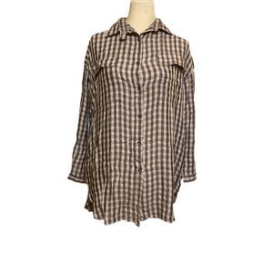 Jachs Girlfriend Plaid Shirt Womens  Black/gray Button Up Size S NWT